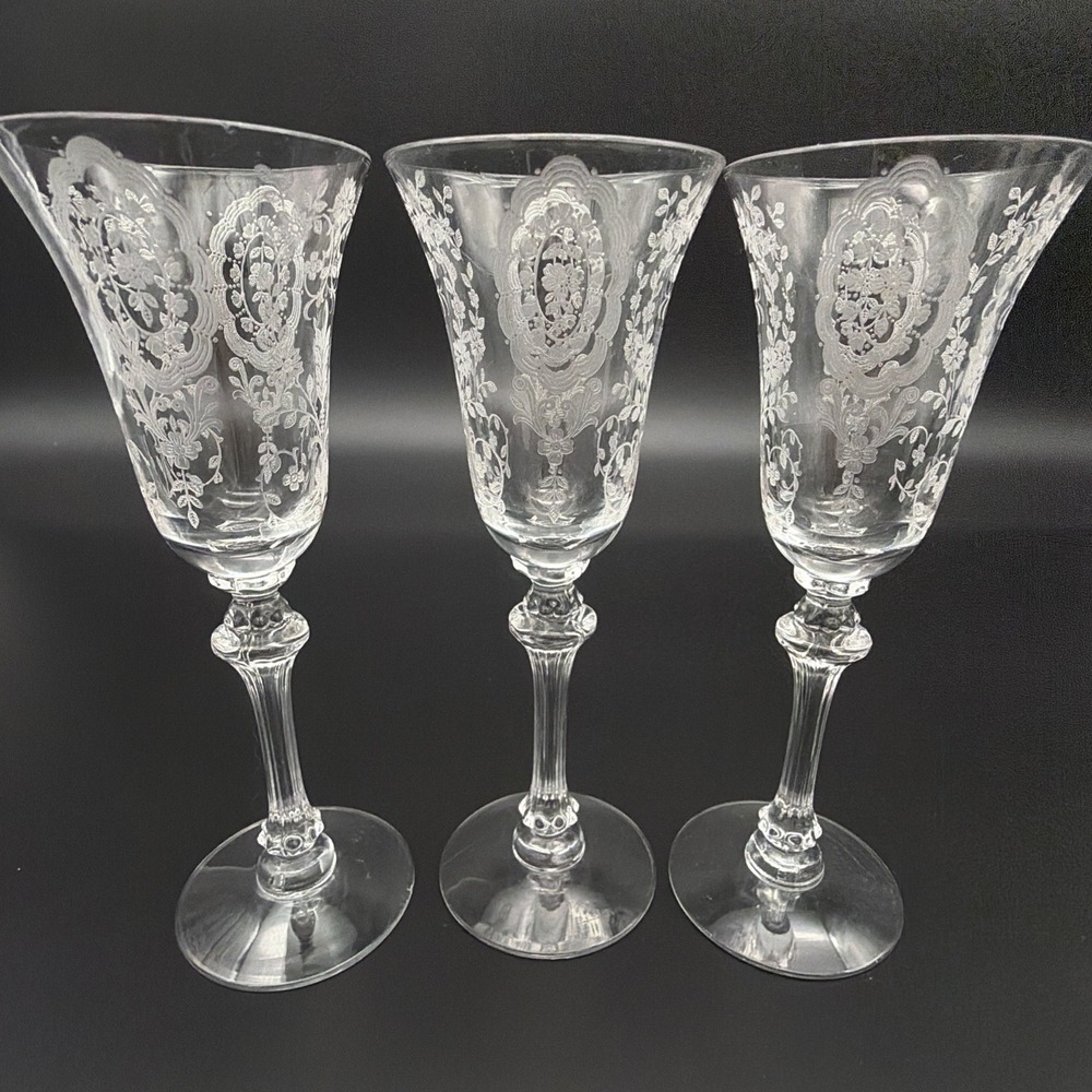 Tiffin-Franciscan Cordial Glass Unisex OS Clear Good Vintage June Etched 3pc